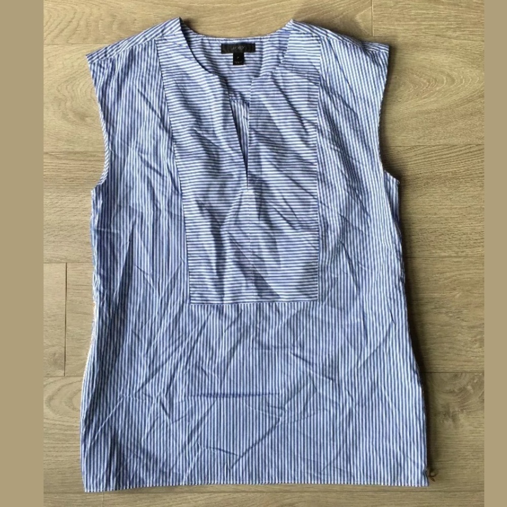 J. Crew blue and white blouse with zipper sides